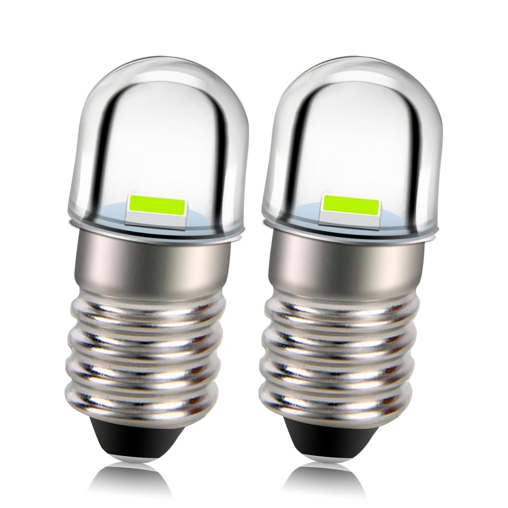 Ruiandsion 2PCS E10 LED Bulbs 12V Green 100Lm E10 Miniature Screw LED Lamps Replacement Bulbs Upgrade for Flashlights Torch Light