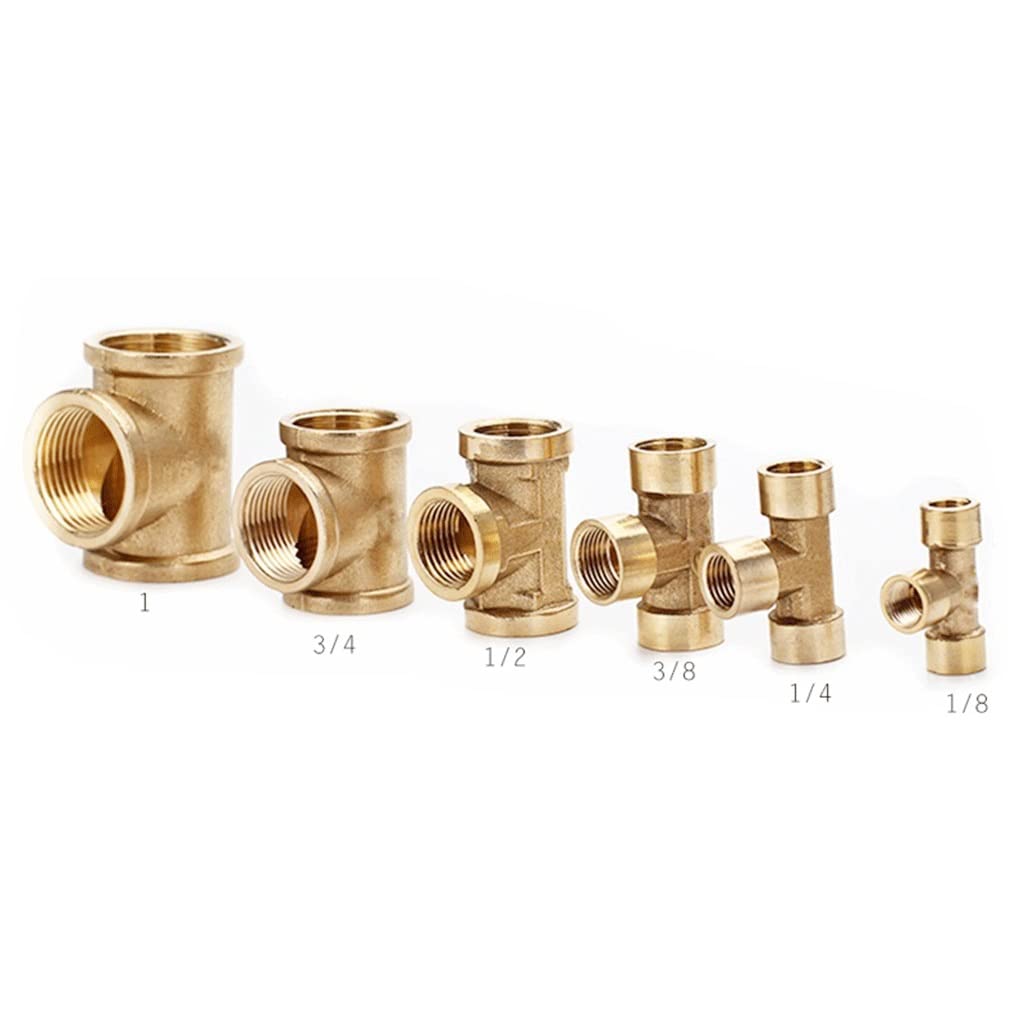 Conector de Toque de Manguera, 1 Conector Adaptador de instalación de tuberías de latón de Tres vías, Utilizado for Rosca Interna de 1/8 "1/4" 3/8 "1/2" 3/4 "1" de decoración del hogar Agua