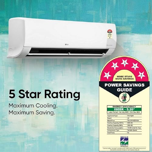 Image of LG 1.5 Ton 5 Star DUAL Inverter Split AC (Copper, AI Convertible 6-in-1 Cooling, 4 Way, HD Filter with Anti-Virus Protection, Faster Cooling & Energy Saving, TS-Q19YNZE, White)