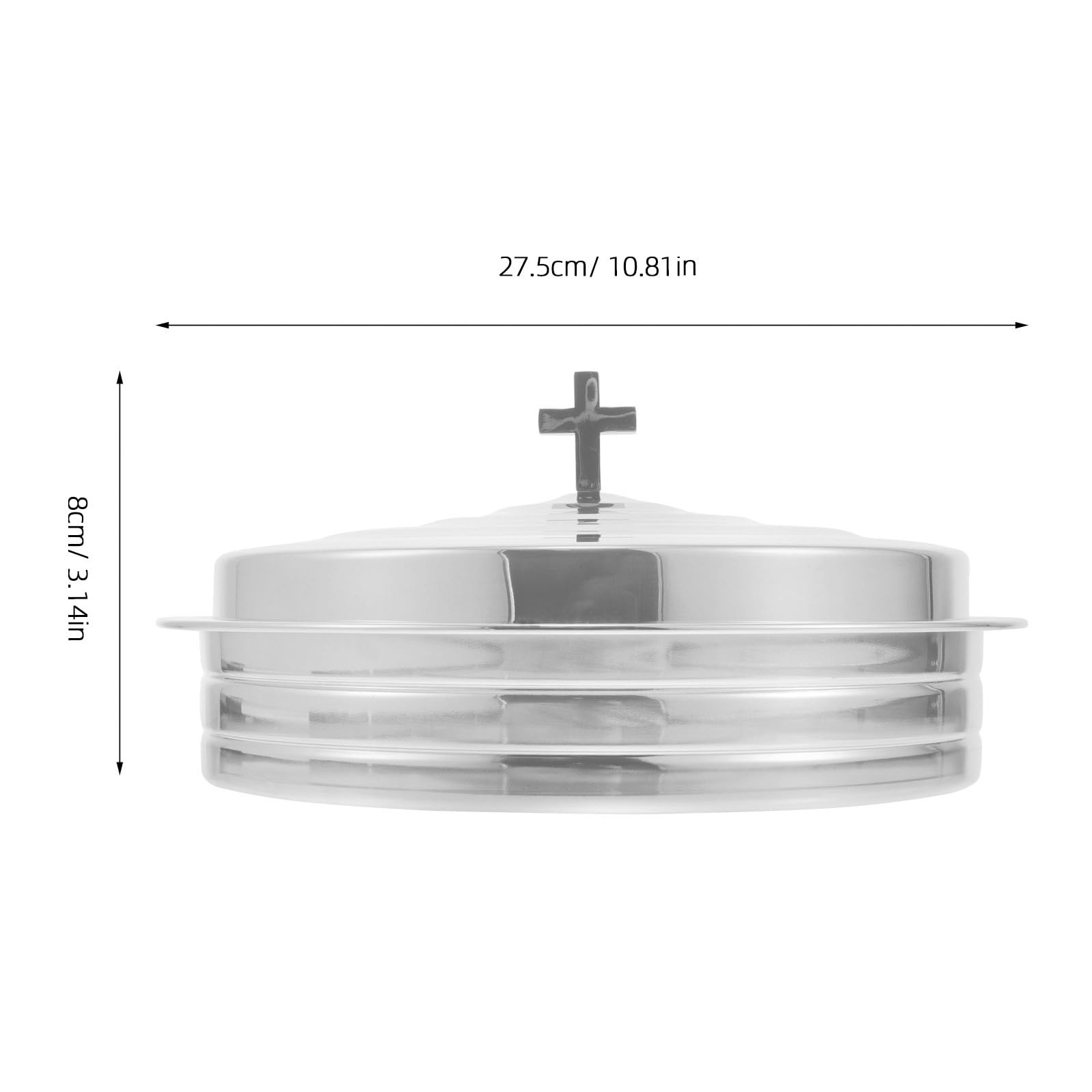Zerodeko Bandeja de Acero Inoxidable Adecuado para Reuniones Familiares Diseño Apilable y Capacidad Grande, Plato Redondo para Suministros Iglesia para Pan de Comunión