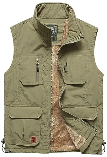 Men's Casual Lightweight Vest Fleece Lined Windproof Warm Sleeveless Jacket