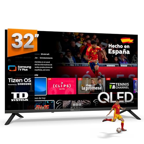 TD Systems - Smart TV 32 Pulgadas QLED con Tizen OS 8.0 Powered by Samsung, sintonizador Triple de televisión (DVB-T2/C/S2). Televisores del 2026 - PRIME32QC22TIZEN