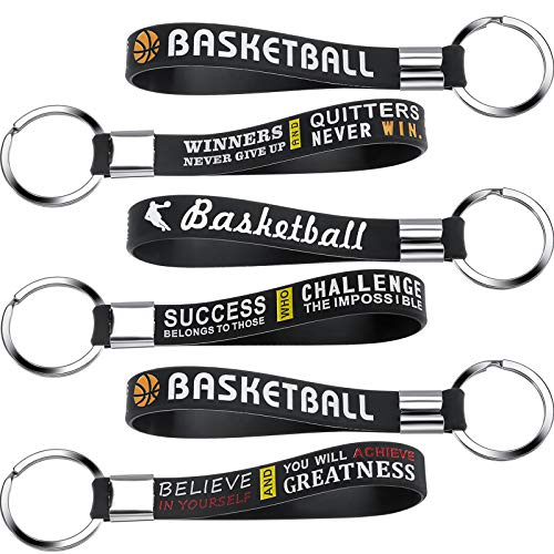 WILLBOND 24 Pieces Basketball Wristlet Keychain Basketball Keychains with Motivational Quotes...