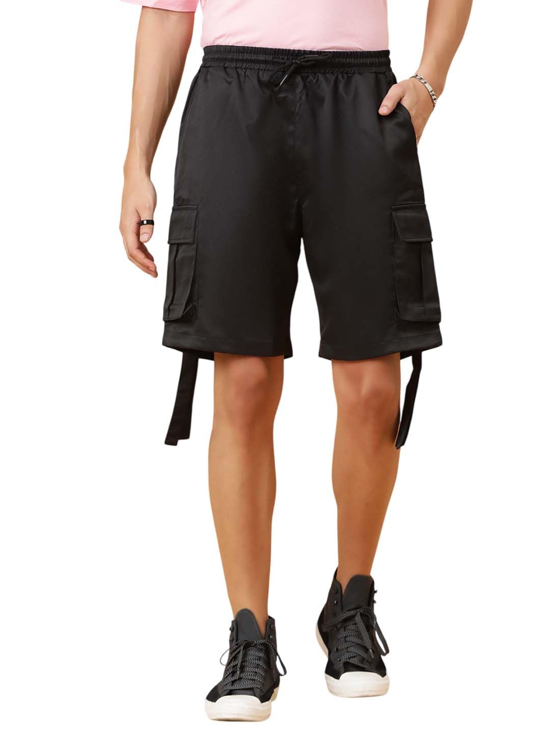 kotty Men's Solid Regular Fit Velvet Black Stylish Shorts-picture-37