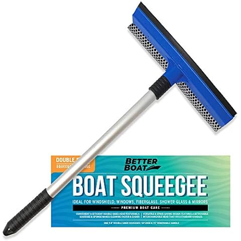 Window Squeegee for Car Windows or Boats Windshield Squeegee Long Handle and Scrubber Cleaning Tool Window Cleaner and Washer with Big Sponge Boating, Auto & RV Accessories Kit and Shower Glass Doors Cover