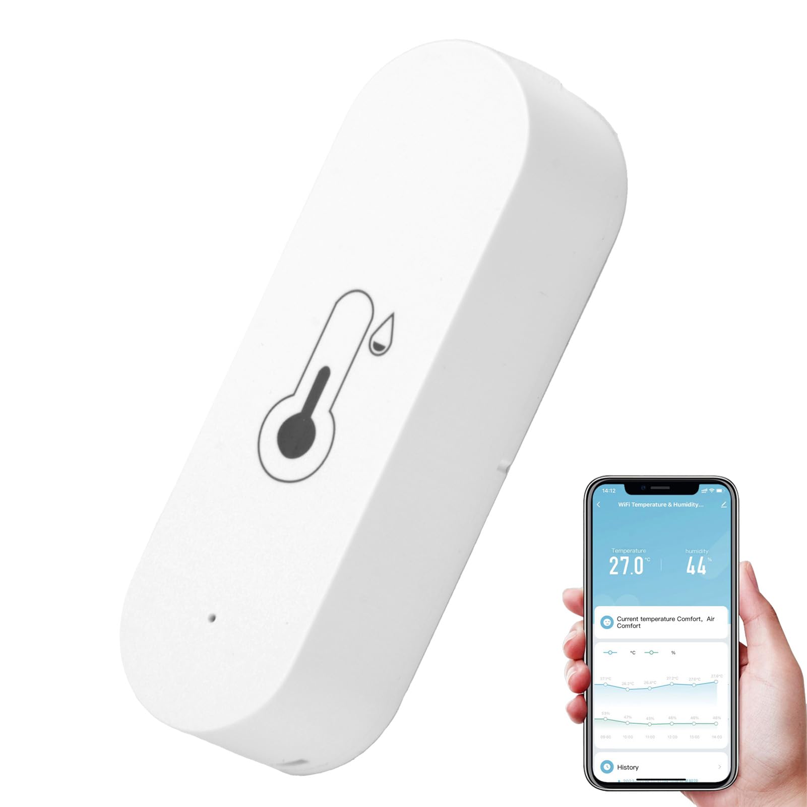 Aeipou WiFi Temperatursensor Hygrometer Smart Raumthermometer Innen Luftfeuchtigkeit Monitor Meter