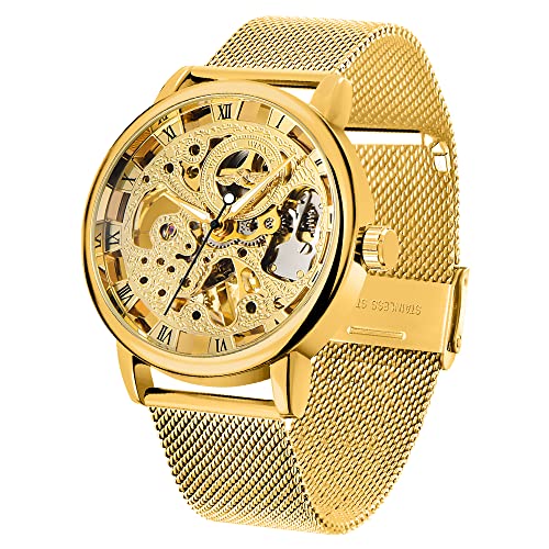 Men's Watch Hand-Wind Mechanical,Mechanical Men's Watch Black Watch Watch for Men