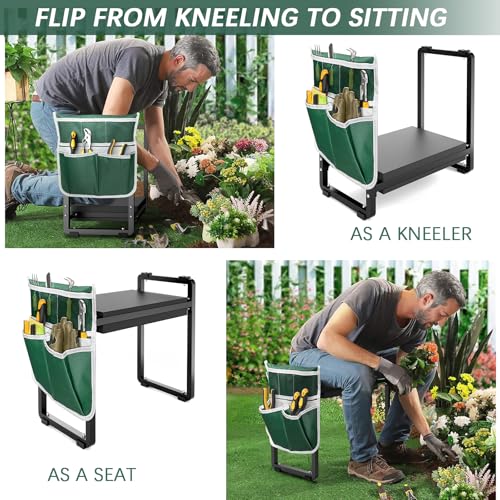 FLINTER 10.2\" Wider Garden Kneeler and Seat, Heavy Duty Thick Gardening Bench for Kneeling and Seat - Garden Kneelers for Seniors, Gardening Stools for Women, Grandparents, Gardeners, Black - Thumbnail 4