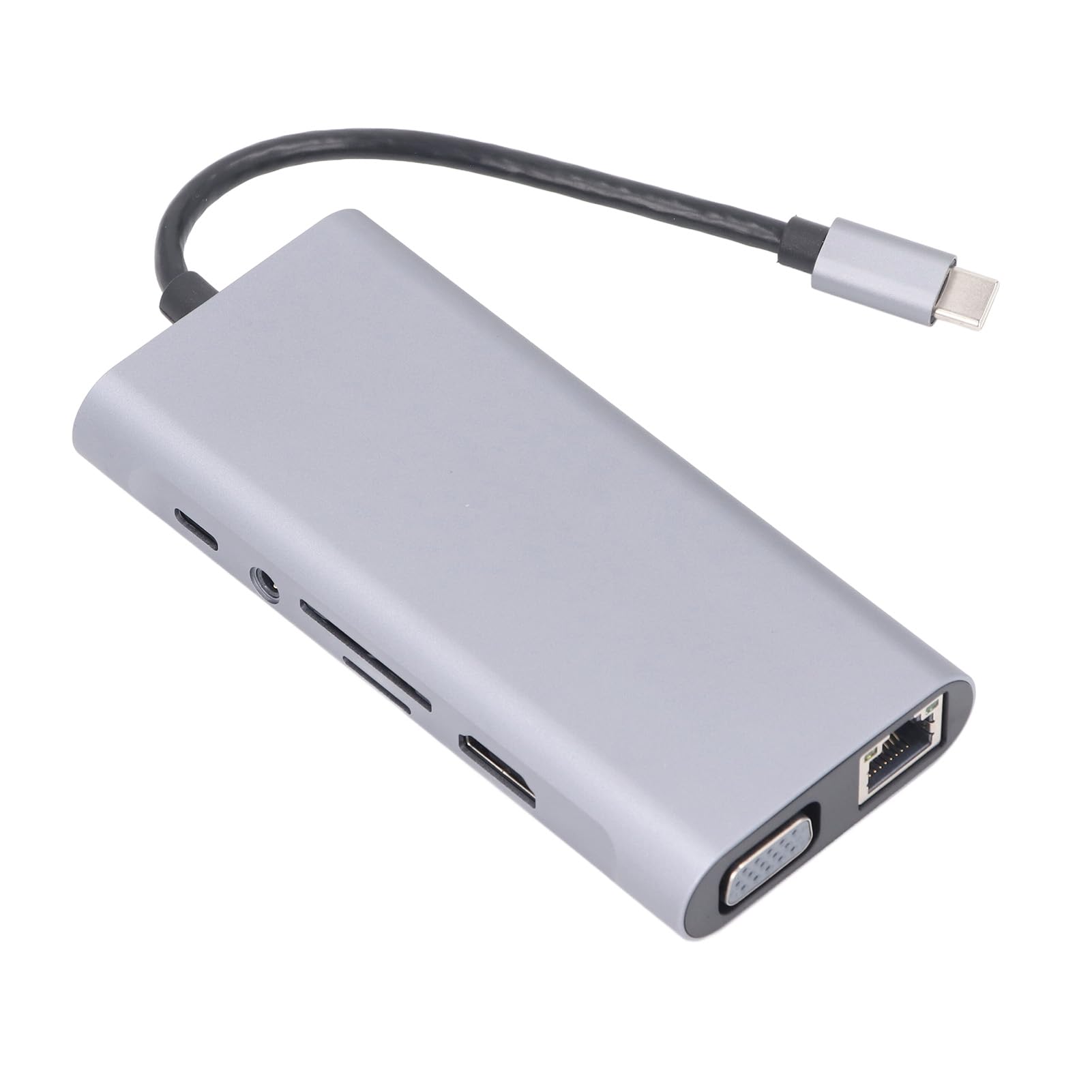 Adapter HUB USB C 11 w 1: 4 porty USB 3.0, audio, VGA, RJ45, Ethernet 1000M, 4K do 30 Hz, stacja dokująca typu C.