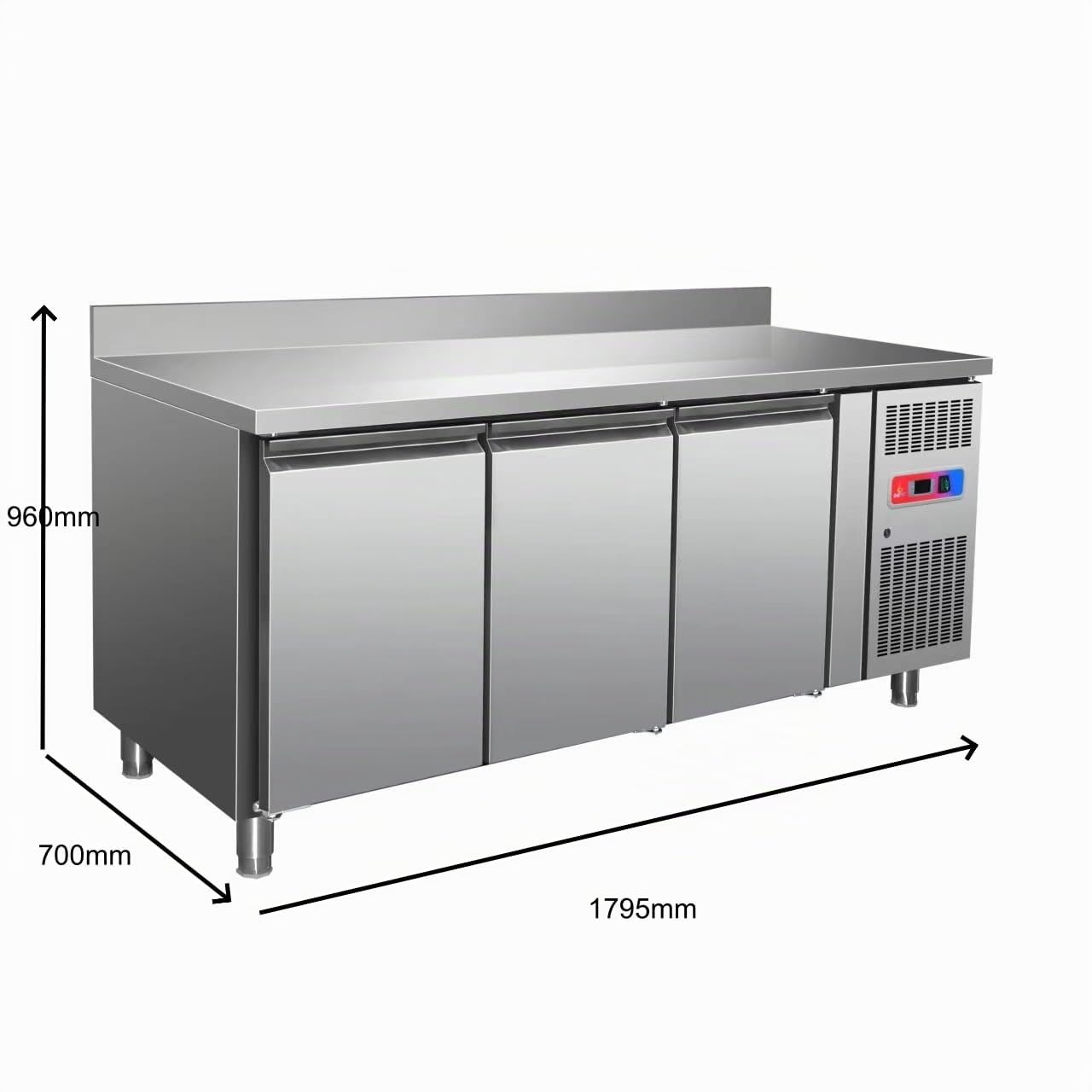 Bajo mostrador refrigerado industrial ventilado acero inoxidable 300L 500L 600L | 2, 3 y 4 puertas | Refrigeración ventilada +2ºC/+8ºC | Termostato Dixell | Hostelería profesional