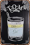 Chapa Vintage Cócteles Populares Y Menú De Recetas De Mezclas Para Bares De Bebidas Para Cantineros (Tom Collins) Letrero De Estaño Retro Placa Decoración Vintage Carteles De Pared De Metal 20X30cm