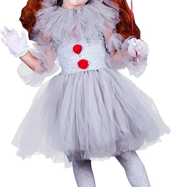 Vestido de Verano para Niña Disfraz de Halloween Personalidad Payaso Tul Vestido de Niña de Mascarada Carnaval Fiesta de Cumpleaños Cosplay