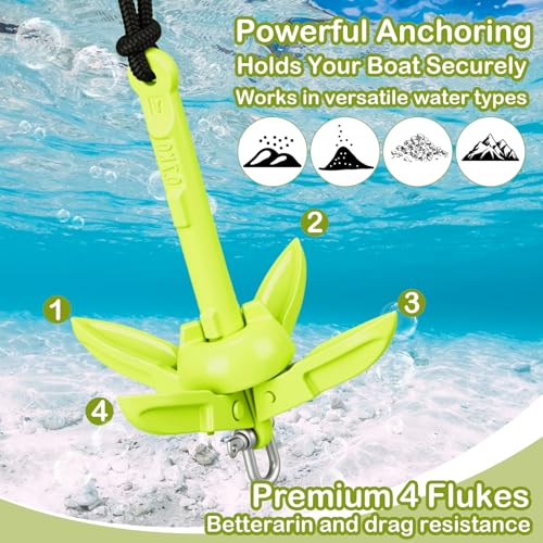 Image of Lounsweer 2 Pack 1.5 /3.5 lb Marine Kayak Anchor Kit Folding Grapnel Anchor Kit Boat Kayak Fishing Accessories for Small Boats Kayaks Canoe Paddle Boards
