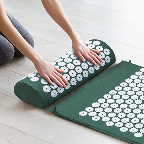 Sivan Back And Neck Pain Relief Acupressure Mat And Pillow Set, Chronic Back Pain Treatment - Relieves Your Stress Of Lower Upper Back And Sciatic Pain - Green #TOP3
