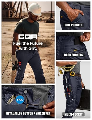 Image of CQR Men's Quick Dry Work Pants, Water Resistant Outdoor Tactical Pants, Lightweight Stretch Cargo Hiking Pants