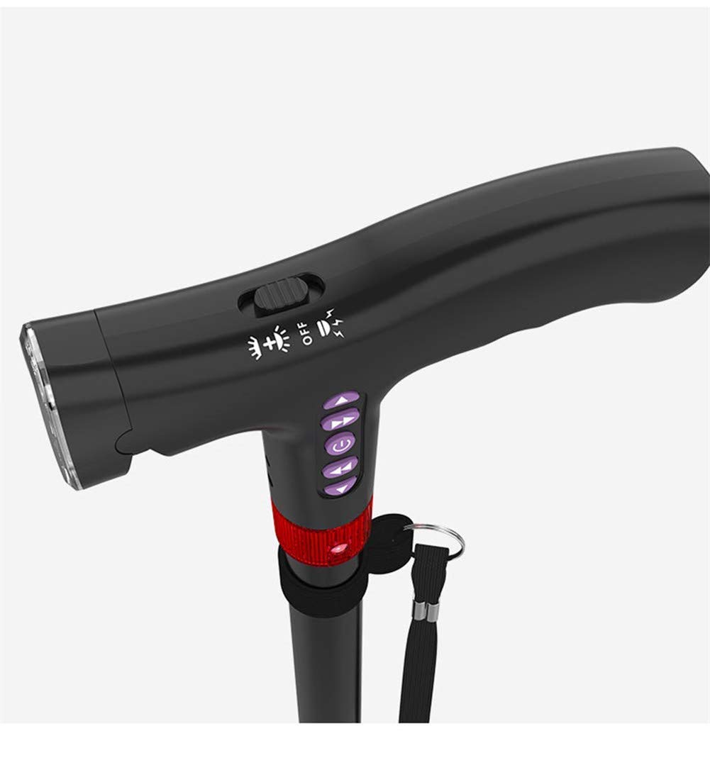Bastón Plegable telescópico Plegable - Ayudas para Caminar de Aluminio con luz LED - Ligero, Moderno, bastón de Viaje, fácil de Plegar con Alarma para Personas Mayores - para Hombres, Mujeres,