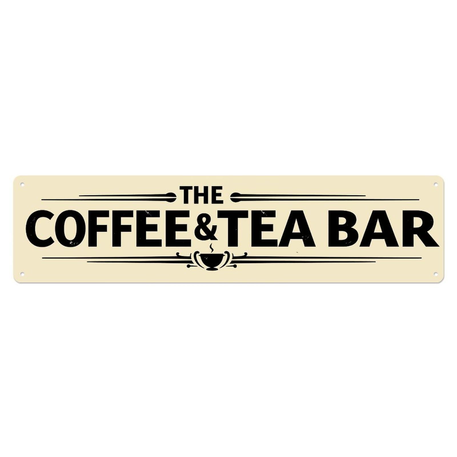 Coffee Tea Bar Cup Logo Tin Sign Vintage Metal Sign Home Bar Garden Wall Decor Metal Poster 4x16 Inch