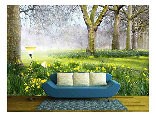 Flash Deals - 80% OFF wall26 - Art Spring Flowers in The English Park - Removable Wall Mural  Self-Adhesive Large Wallpaper - 100x144 inches