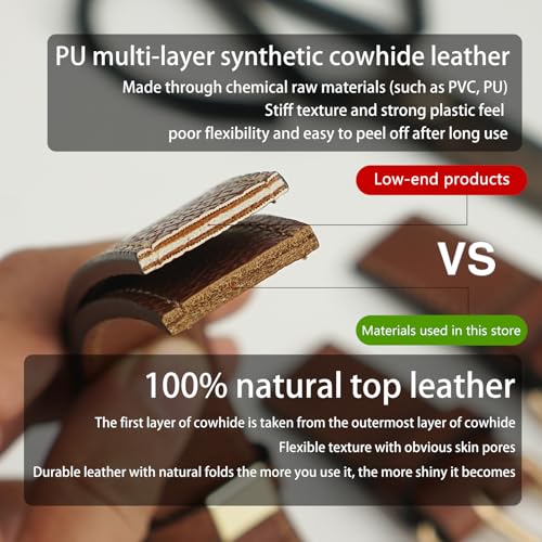 Leather Strap for LongChamp Mini Bag, Upgraded First Layer Cowhide Purse Crossbody Straps Mini Pouch Conversion Kit Replacement for Women Handbags (Brown)3