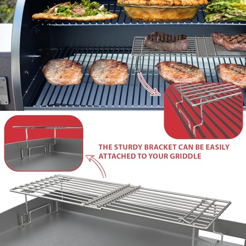 Image of Universal Griddle Warming Rack for Pit Boss Traeger Wood Pellet Smoker Grill, Adjustable Warming Rack for Weber Blackstone and More Tabletop Flat Rack