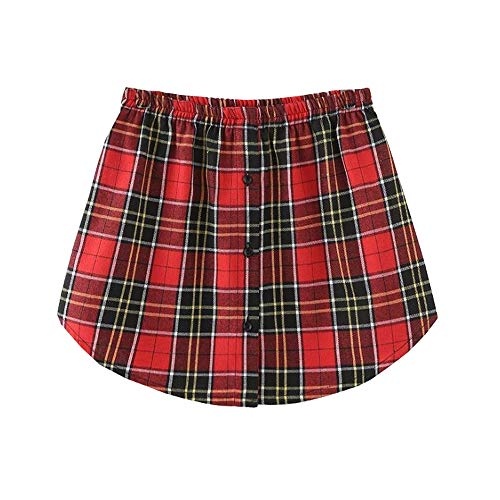 YEKEYI Fashion Detachable Skirt Plaid Fake Skirt Fake Hem All Match A-Line Plaid False Hem for Women Girls Red