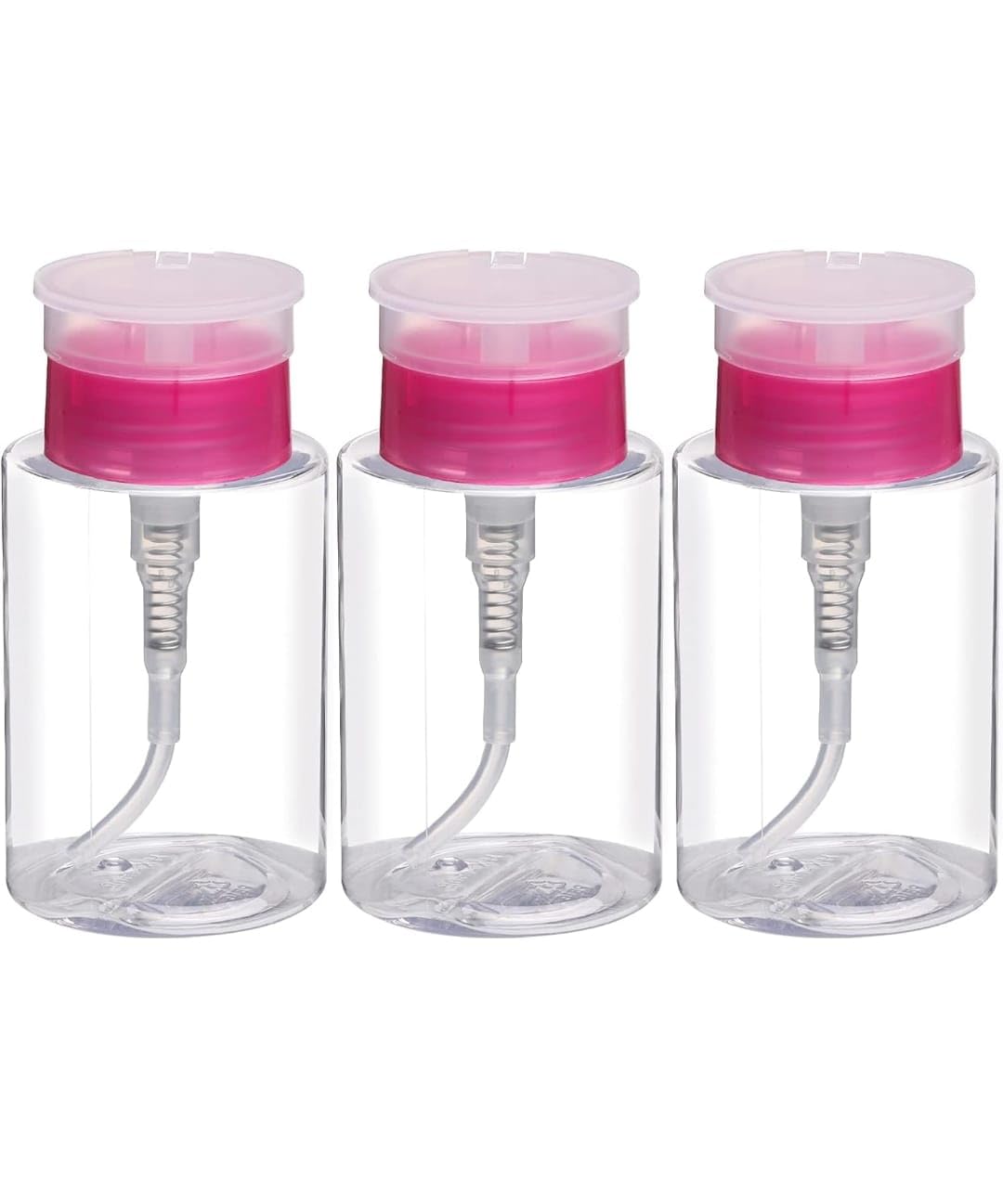 Bolt bee Pack of 3 Nail Polish Remover Pump Empty Dispenser Bottle for Alcohol, Acetone, Nail Polish and Makeup Remover, 150ml(5.10z), Hotpink Top Cap