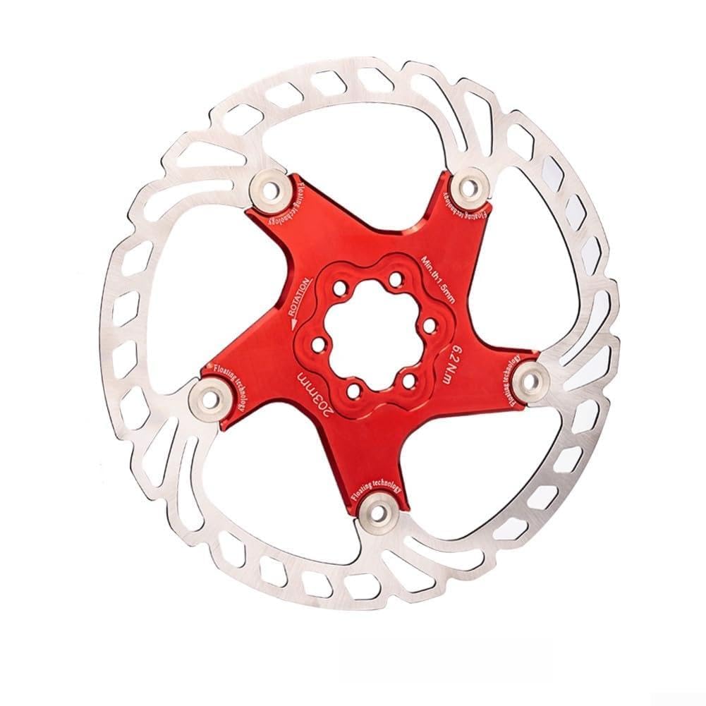 6-Bolt Mountain Bike Disc Brake Rotors Floating Technology Stainless Steel Aluminum Alloy CNC Machined 44mm Bolt Circle Multiple Sizes 140mm 160mm(Red 203mm)