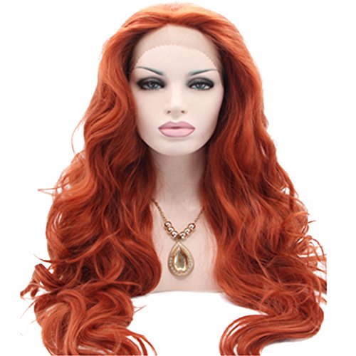 Ebingoo Free Part Copper Red Long Natural Wave Synthetic Lace Front Wig 20inch
