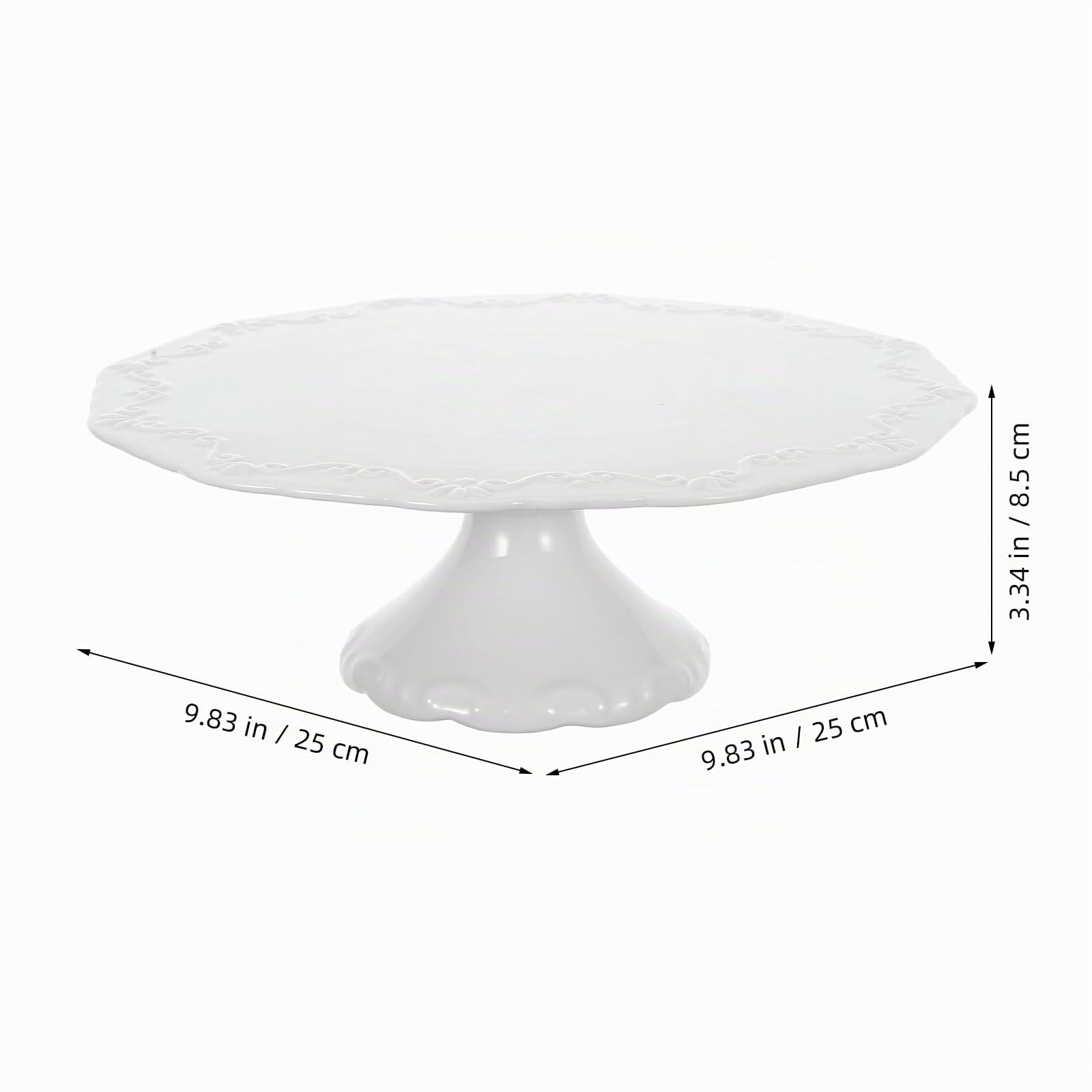 DOITOOL Keramik Tortenständer 9.84 Zoll Rund Kuchenaufbewahrungsablage Mit Relief-Obststand Kuchenservierungsstand Für Cupcakes Desserts Kekse Früchte Süßigkeiten Partys Hochzeiten