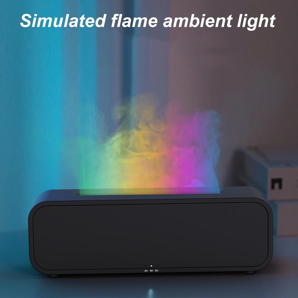 Diffusore di aromi con effetto fiamma - Diffusore 250 ml con oli essenziali con 7 opzioni di luce e spegnimento automatico senza acqua, con telecomando, per casa ufficio camera da letto