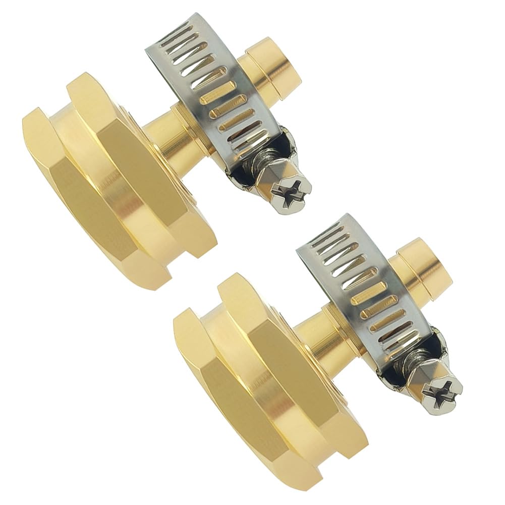 Hooshing 2 adaptadores giratorios para manguera de jardín de 1/2 pulgada x 3/4 pulgadas GHT rosca hembra conectores de manguera de latón con abrazaderas