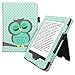 Produktbild kwmobile Flip Hülle kompatibel mit Tolino Vision 1/2 / 3/4 HD - Handschlaufe - Cover Eule Schlaf Türkis Braun Mintgrün