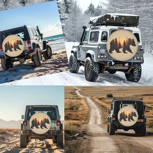 Image of Brown Bear Spare Tire Cover for Rv Trailer Camper- Waterproof Wheel Protectors Cute Wheel Cover Universal Fit for Truck SUV Travel Camping Outdoor-15 inch