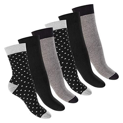 Chaussettes d'hiver femme contre les pieds froids lot de 6 noir