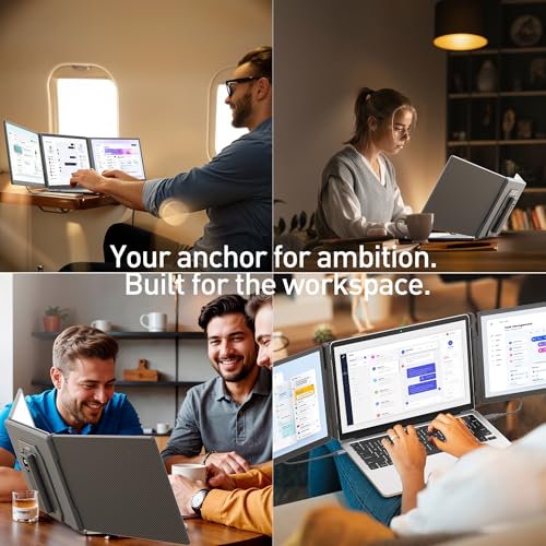 Image of KEFEYA 15.6 inch Laptop Screen Extender, Includes Power Bank, FHD 1080P IPS Triple Laptop Monitor Extender for 13-17 inch Laptops, Plug & Play with HDMI /USB-A /TYPE-C /Hub, Compatible with Windows, Mac, Android