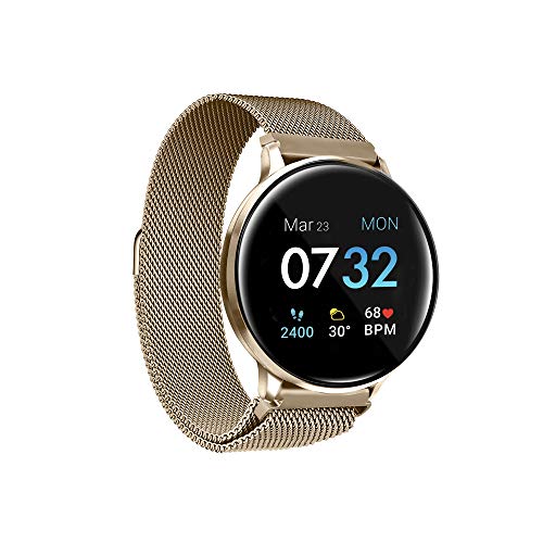 iTouch Sport 3 Health and Fitness Smart Watch with 24/7 Heart Rate, Pedometer, Body Temperature Monitor, 14+ Days Battery, Gold/Gold