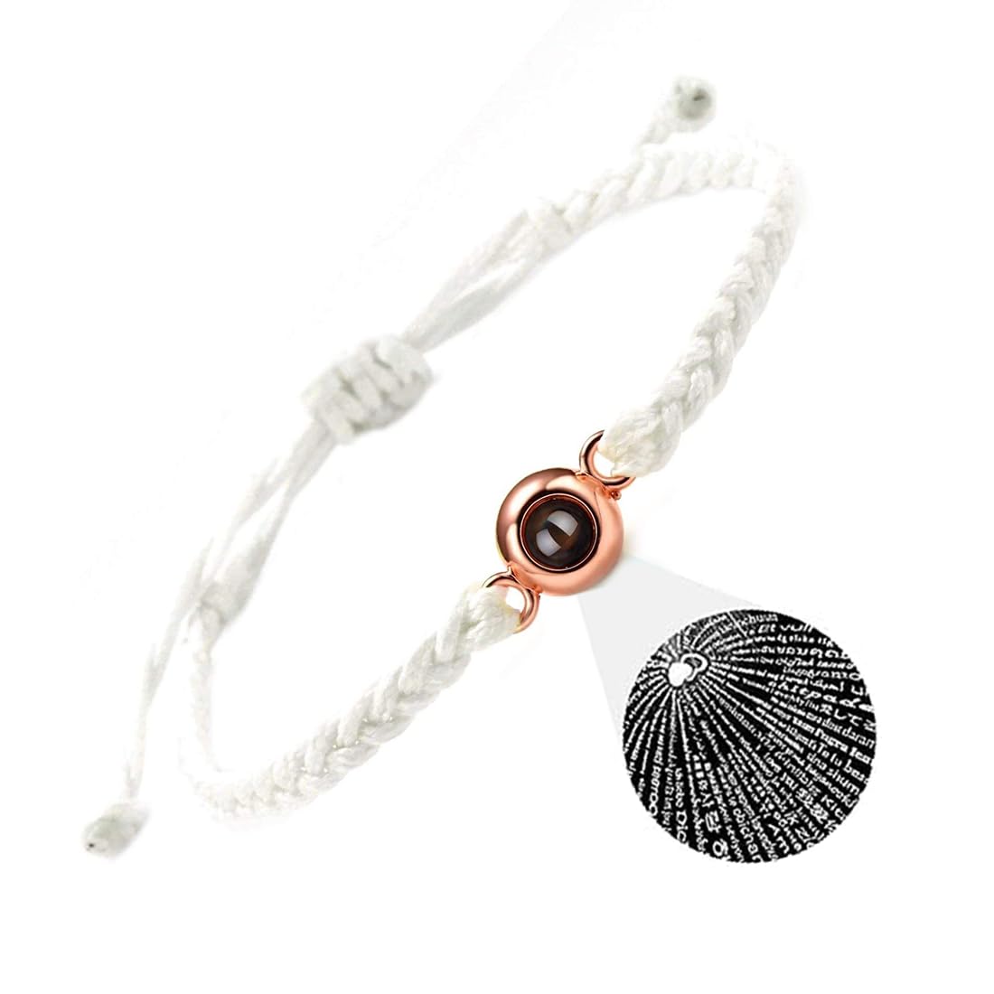 OSUWLSIPulsera personalizada con foto en círculo en el interior, para hombres mujeres, Pulsera trenzada ajustable para niños