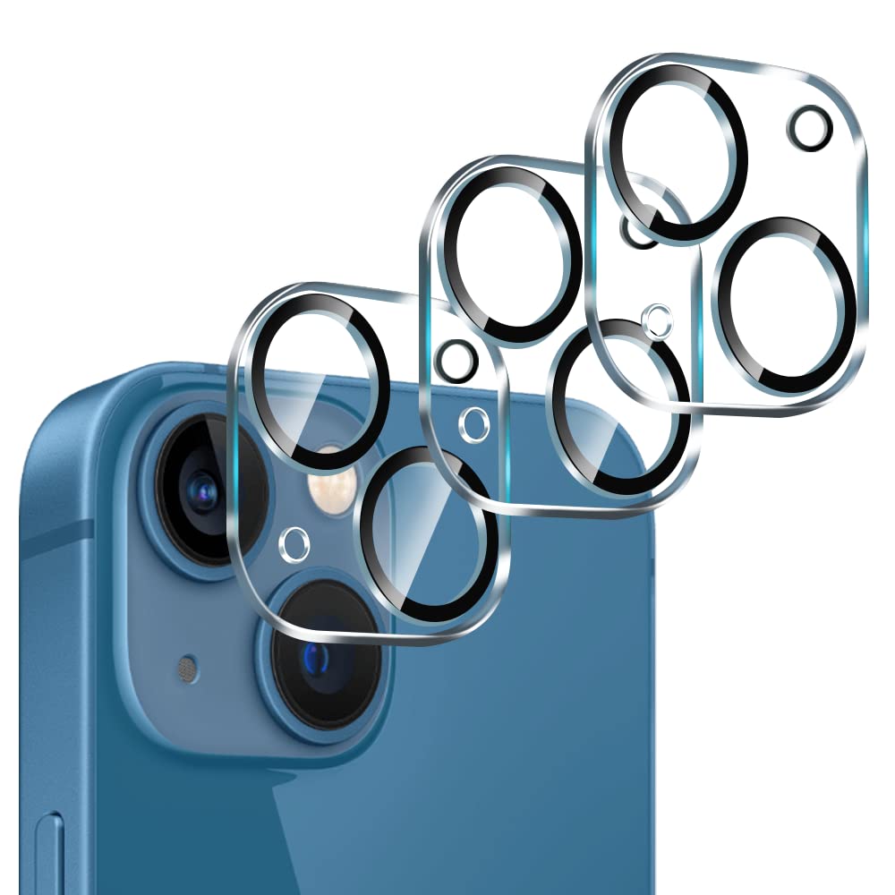 OuYteu [6 Pack] Tempered Glass Camera Lens Protector for iPhone 13 6.1", iPhone 13 Mini 5.4", 9H Hardness, Ultra HD Clear, Anti-Scratch, Easy to Install, Case Friendly [Does not Affect Night Shots]