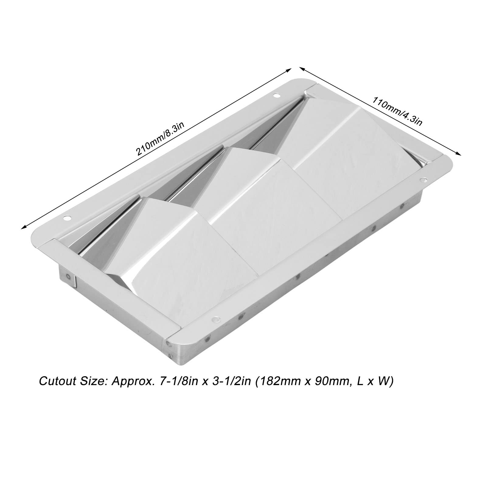 Keenso Pair 304 Stainless Steel Marine Air Vent Cover 3 Slots 210x110mm Rectangle Louver Universal for Boats Boat/Yacht Parts and Accessories Boat/Yacht Parts