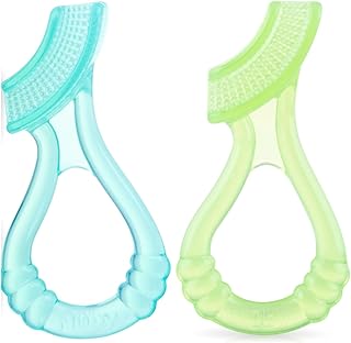 Nuby Soft Silicone Gum Massager with Hygienic Case, 2-Pack, 3 m+