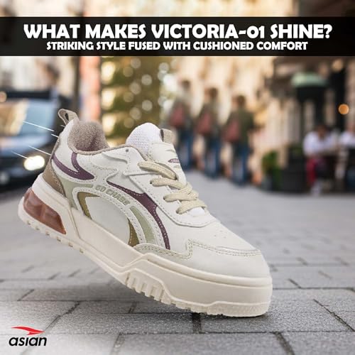 Image of ASIAN Victoria-01 Chunky Sneakers for Women & Girls | Lightweight Fashion Shoes with Cushioned Sole, Cool Colour Design & Stylish Look for Casual Wear, Travel, College & Outfits
