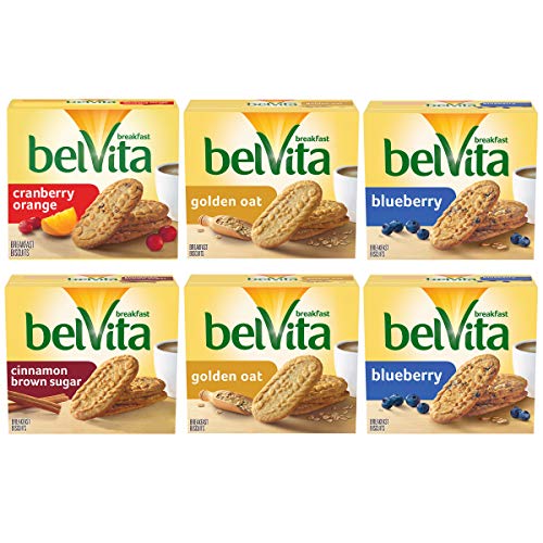 belVita Breakfast Biscuits Variety Pack, 4 Flavors, 6 Boxes of 5 Packs (4 Biscuits Per Pack), Basic, 8.8 Ounce (Pack of 6)