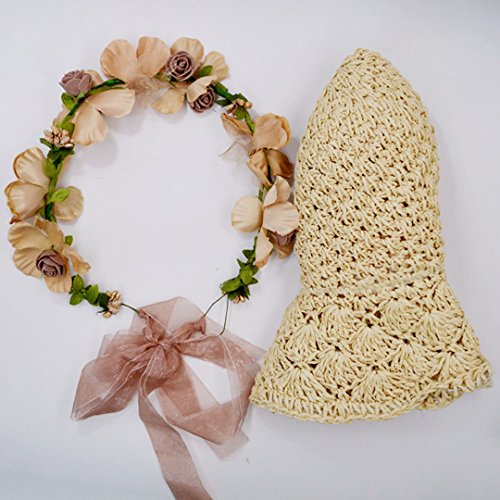 Sombrero de paja para mujer plegable con ala ancha miniatura 5