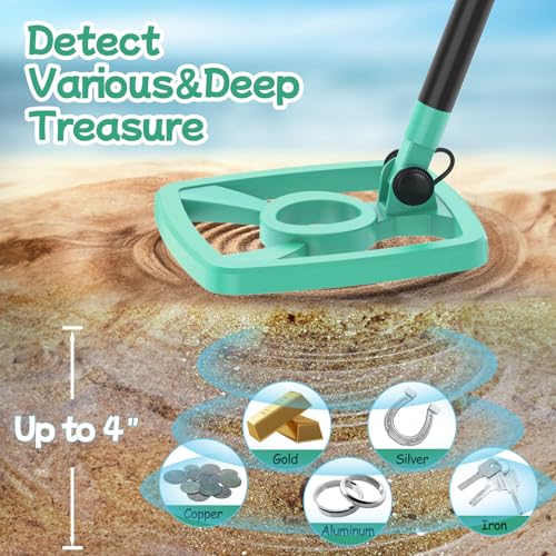Image of OMMO Metal Detector, Rechargeable Built-in Battery Kids Metal Detector with Funny LCD Display, Adjustable Metal Detectors for Kids with IP67 Waterproof 6.5 inch Search Coil for Exploring Outdoor