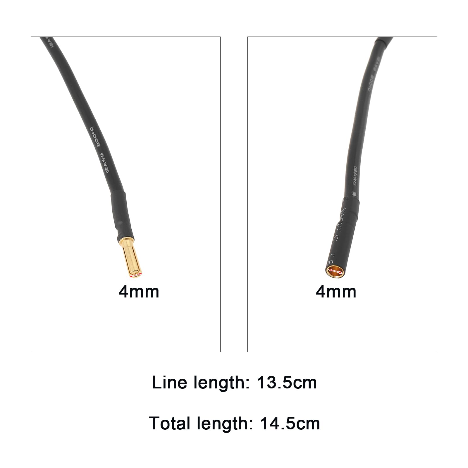 VGOL 3pcs 4mm Split Banana Male to Female Extension Wire 13.5cm 12AWG Bullet Connector Extension Cable Gold Plate Banana Cable for ESC To Motor RC Extension - Image 4