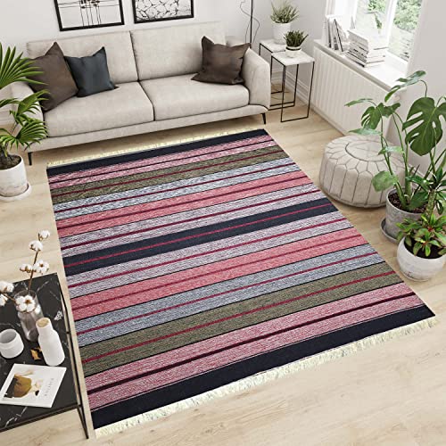 Image of 100% Cotton Dhurrie 4x6 Feet, Handmade Living Room Carpet, Area Rug