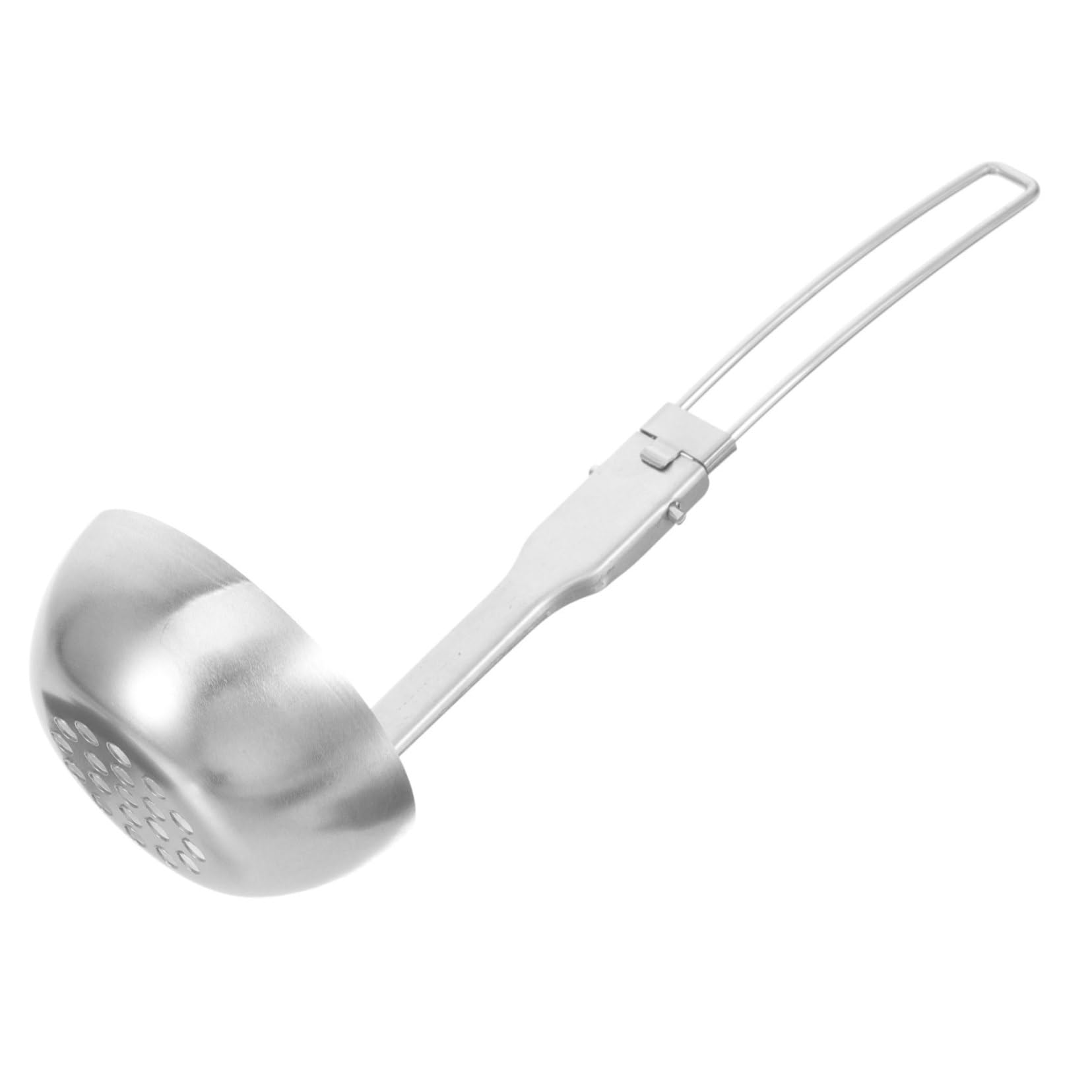 MUSISALY Folding Stainless Steel Slotted Spoon for Camping and Outdoor Use Portable Cutlery for Family and Restaurant Space Saving Design Lightweight and present Option