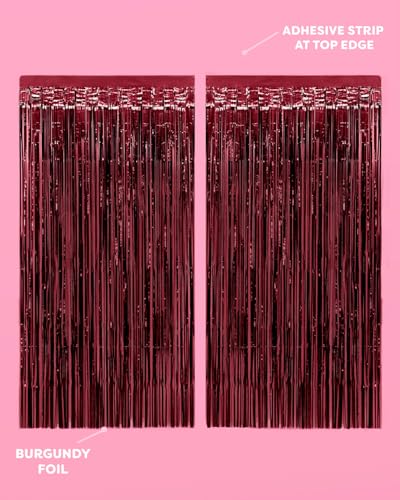 Image of xo, Fetti 2pk Burgundy Red Party Curtain | Fringe Birthday Bachelorette