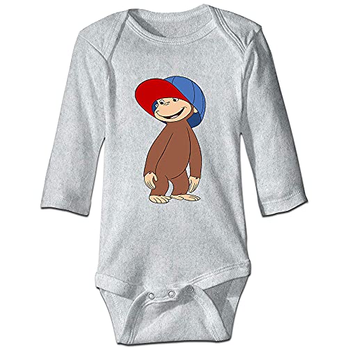 DOQOSESHY Newborn Clothes Curious George Wears Hat Vintage Funny Bodysuits Short Sleeve/Long Sleeve Rompers, 3 Months
