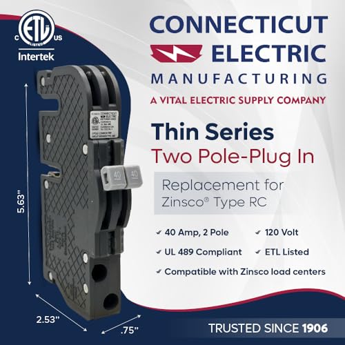 UBIZ0240-New Zinsco RC3840 Replacement. Two Pole 40 Amp Thin Series Manufactured By Connecticut Electric. by Connecticut Electric - Image 4